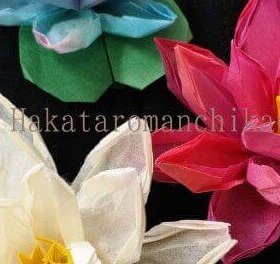 和紙で作る蓮の花