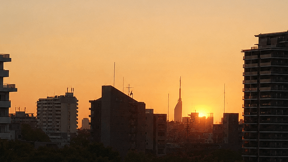 自宅から見える夕日